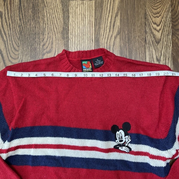 Vintage 90s Disney Mickey Unlimited Mickey Mouse Wool Blend Red Pullover Sweater - Picture 6 of 9